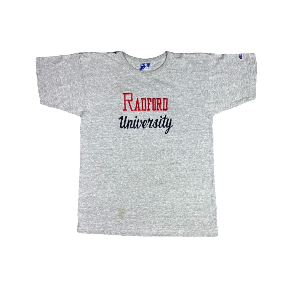 Vintage Radford University Champion T Shirt Gray Single Stitch Adult Large 1990s